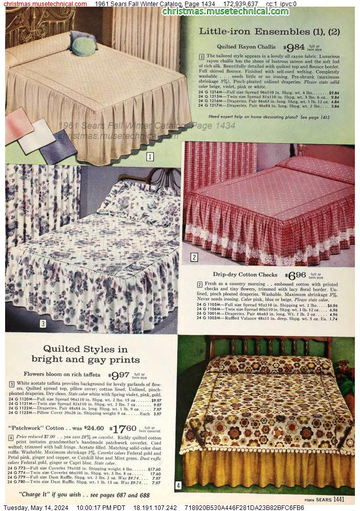 1961 Sears Fall Winter Catalog, Page 1434