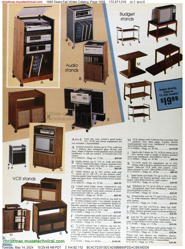 1985 Sears Fall Winter Catalog, Page 1058