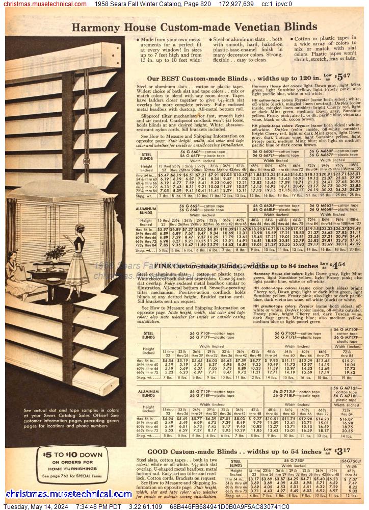 1958 Sears Fall Winter Catalog, Page 820