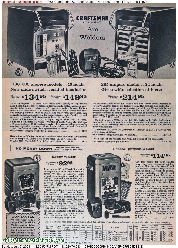 1963 Sears Spring Summer Catalog, Page 885
