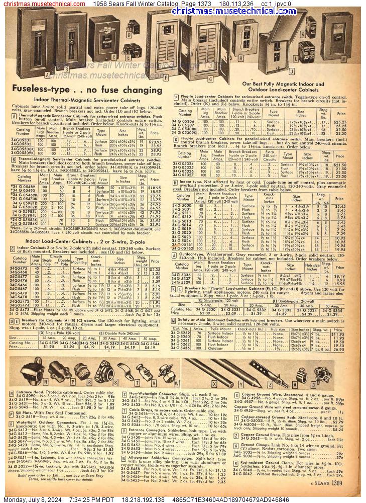 1958 Sears Fall Winter Catalog, Page 1373