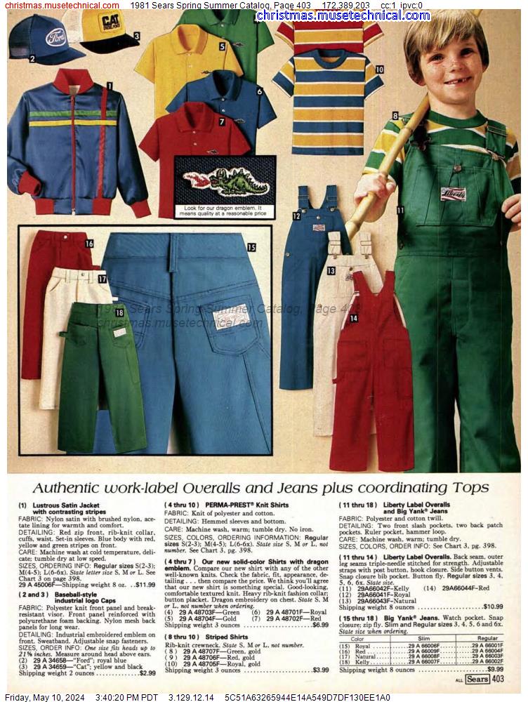 1981 Sears Spring Summer Catalog, Page 403