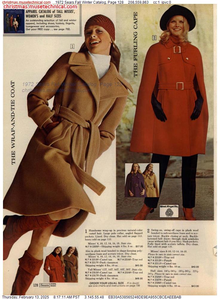 1972 Sears Fall Winter Catalog, Page 128