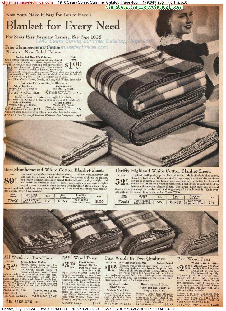 1940 Sears Spring Summer Catalog, Page 460