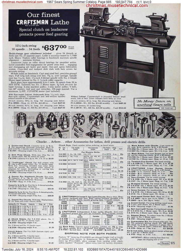 1967 Sears Spring Summer Catalog, Page 985