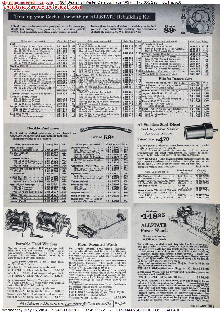 1964 Sears Fall Winter Catalog, Page 1037
