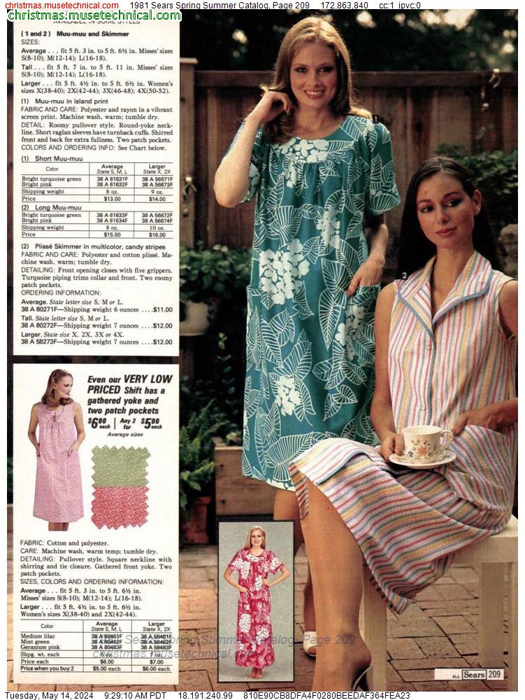 1981 Sears Spring Summer Catalog, Page 209