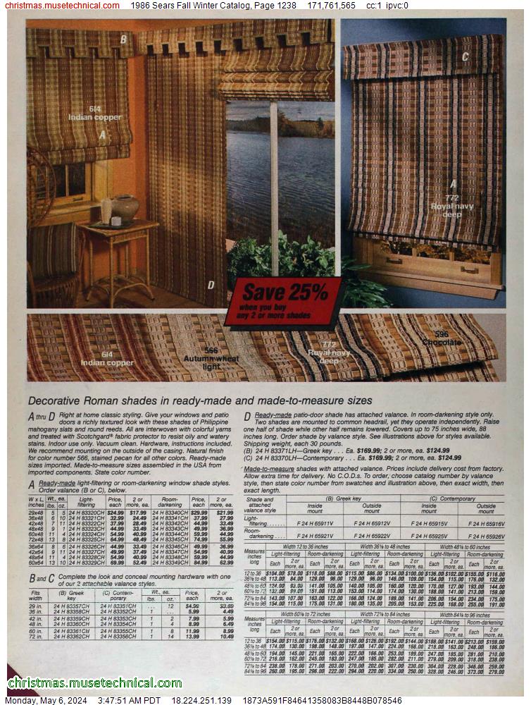 1986 Sears Fall Winter Catalog, Page 1238