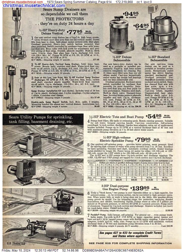 1970 Sears Spring Summer Catalog, Page 614