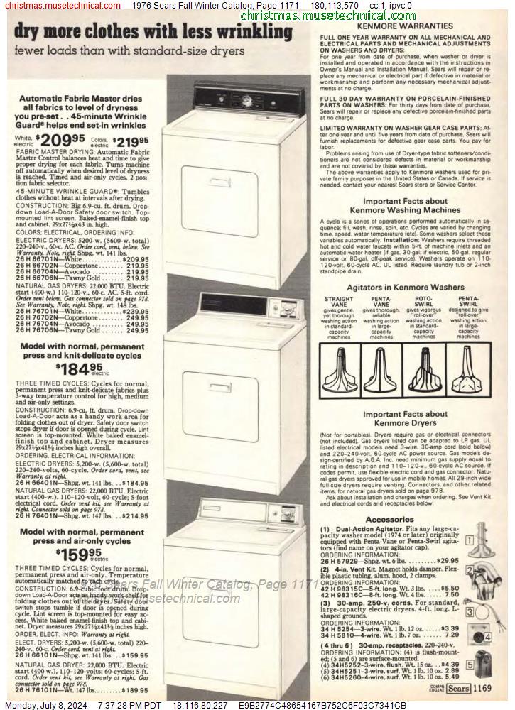 1976 Sears Fall Winter Catalog, Page 1171