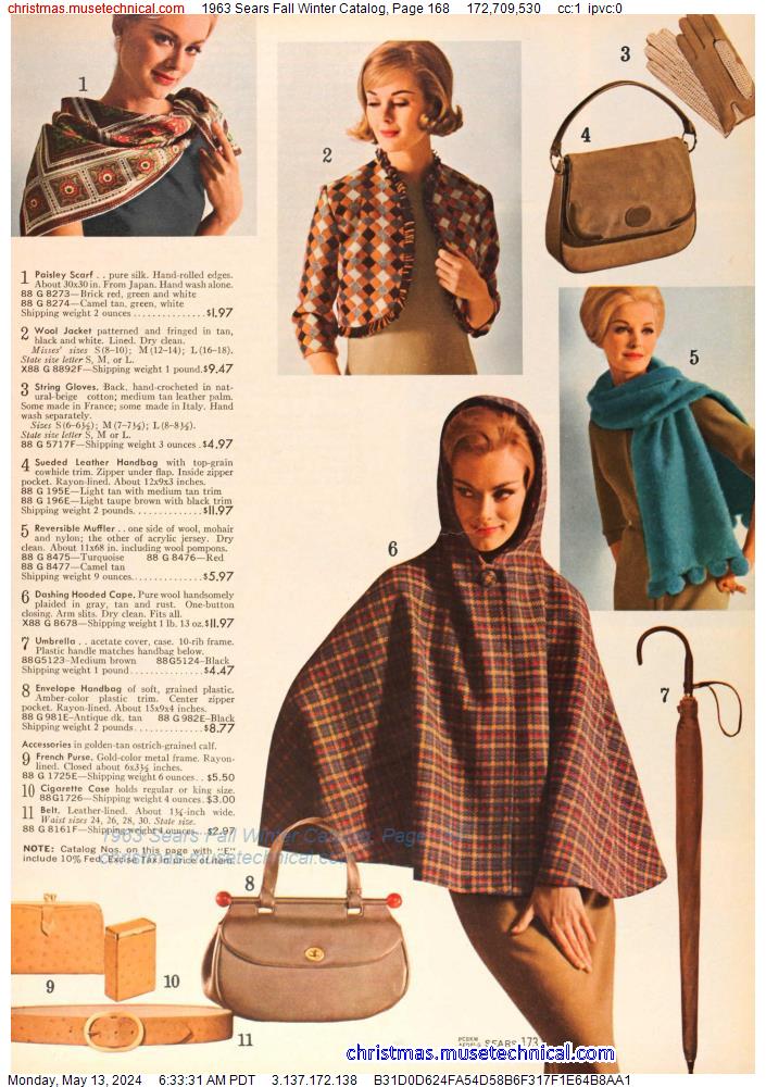 1963 Sears Fall Winter Catalog, Page 168
