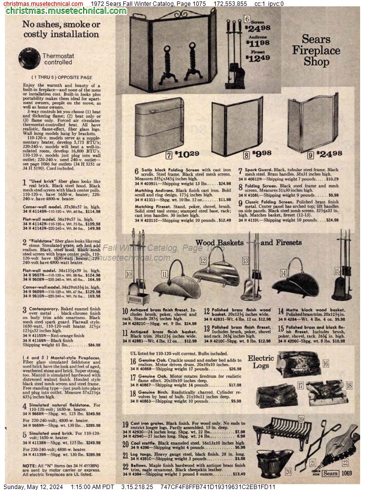 1972 Sears Fall Winter Catalog, Page 1075