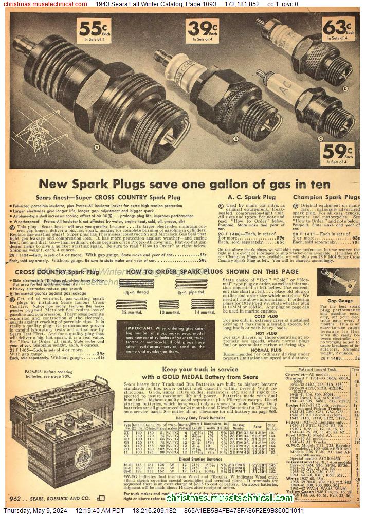 1943 Sears Fall Winter Catalog, Page 1093