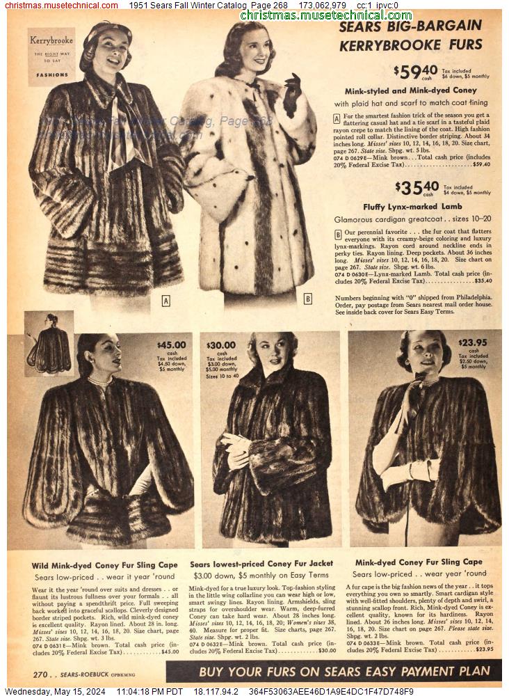 1951 Sears Fall Winter Catalog, Page 268