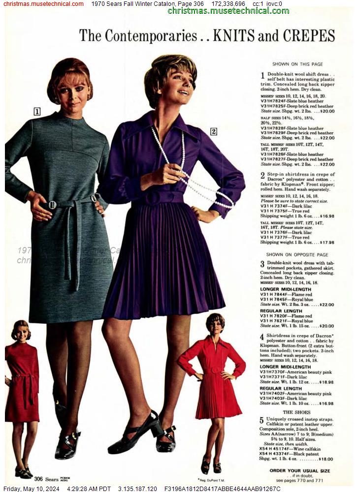 1970 Sears Fall Winter Catalog, Page 306