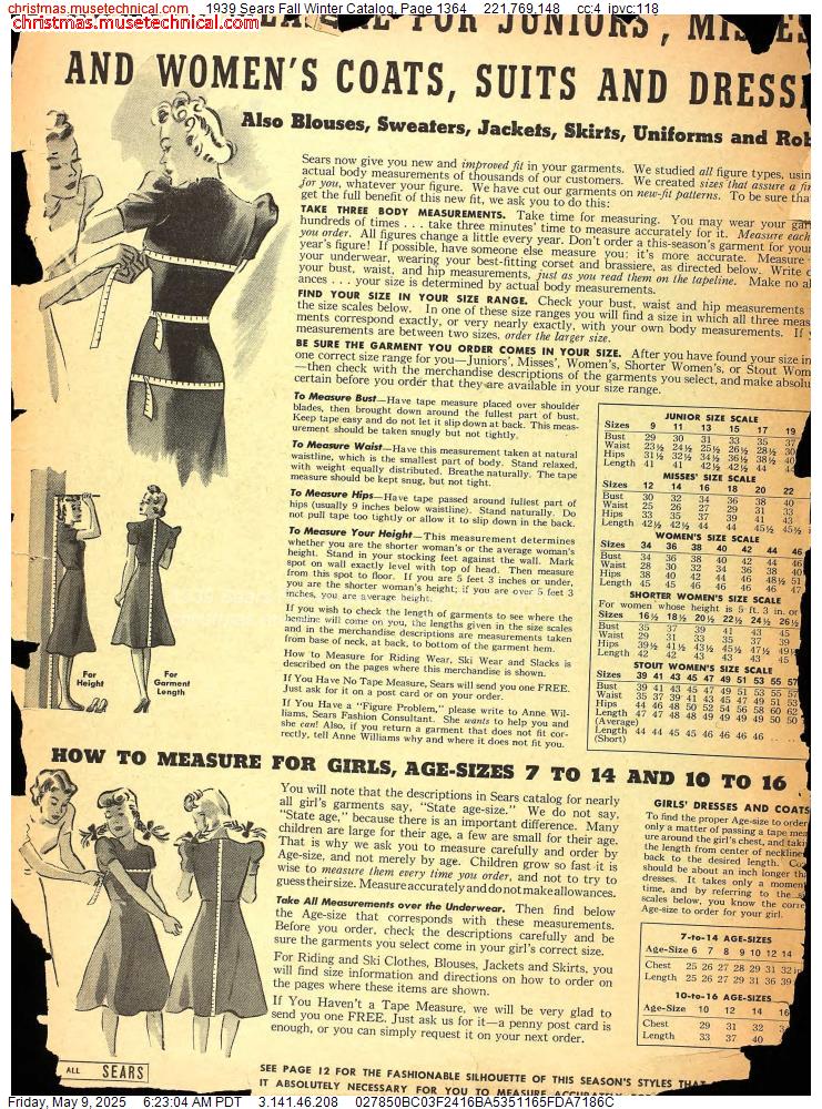 1939 Sears Fall Winter Catalog, Page 1364