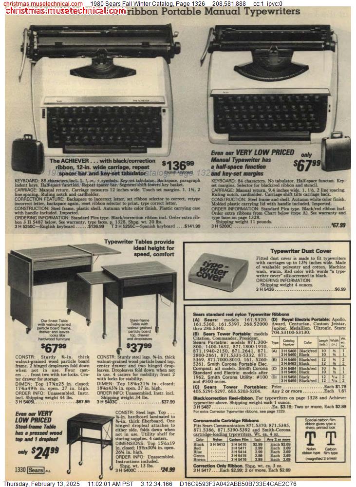 1980 Sears Fall Winter Catalog, Page 1326