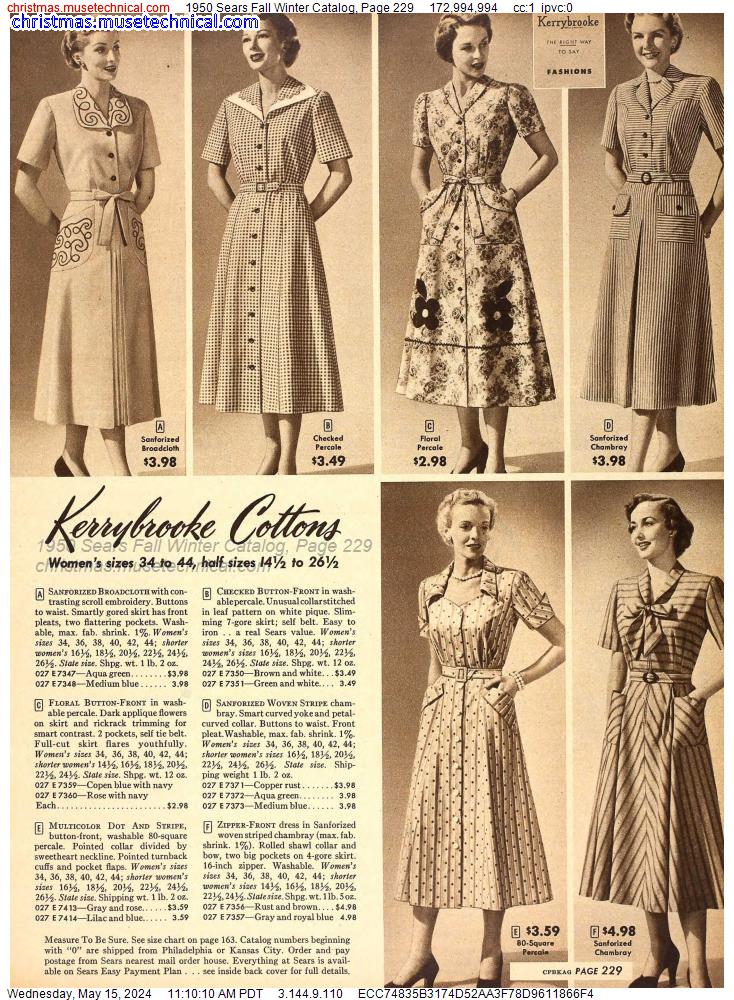 1950 Sears Fall Winter Catalog, Page 229