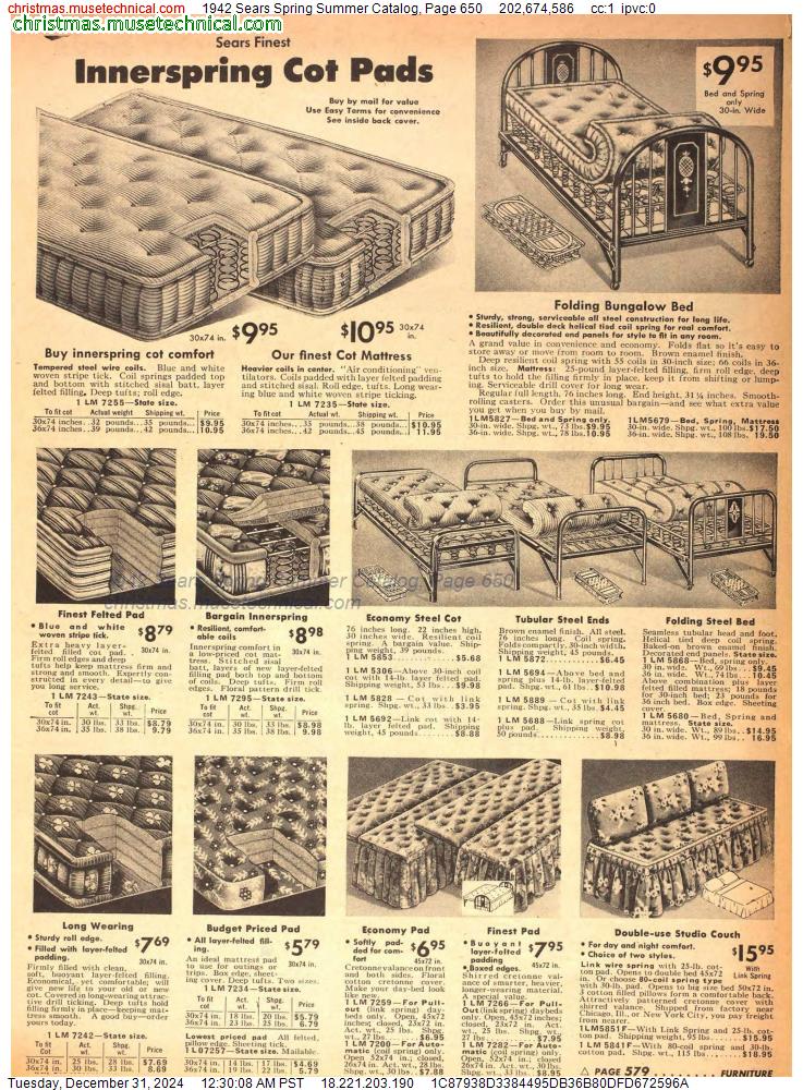 1942 Sears Spring Summer Catalog, Page 650