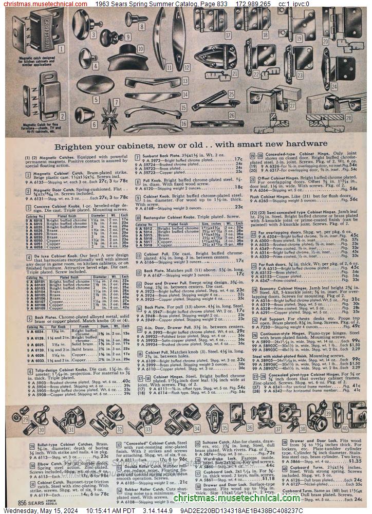1963 Sears Spring Summer Catalog, Page 833