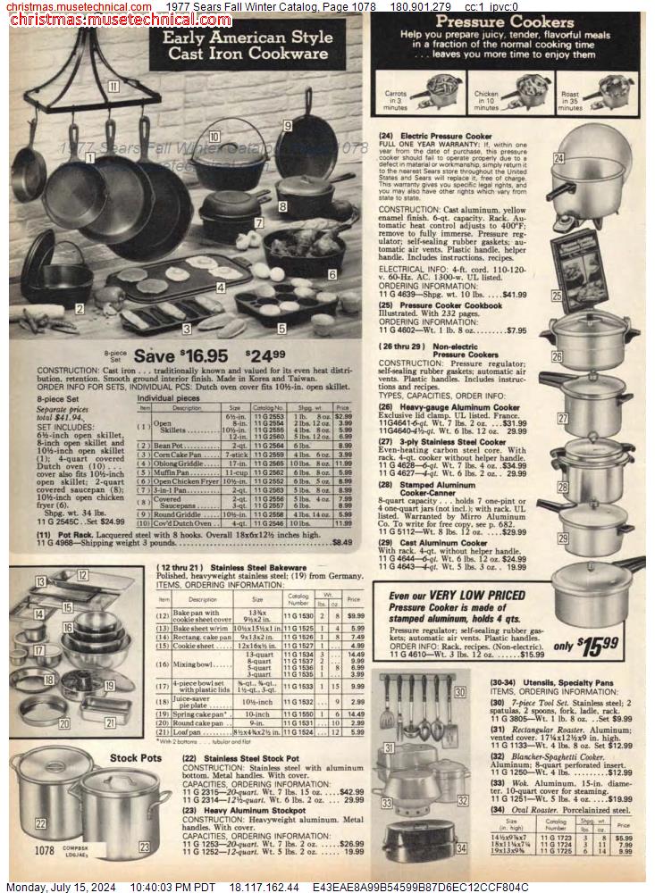 1977 Sears Fall Winter Catalog, Page 1078