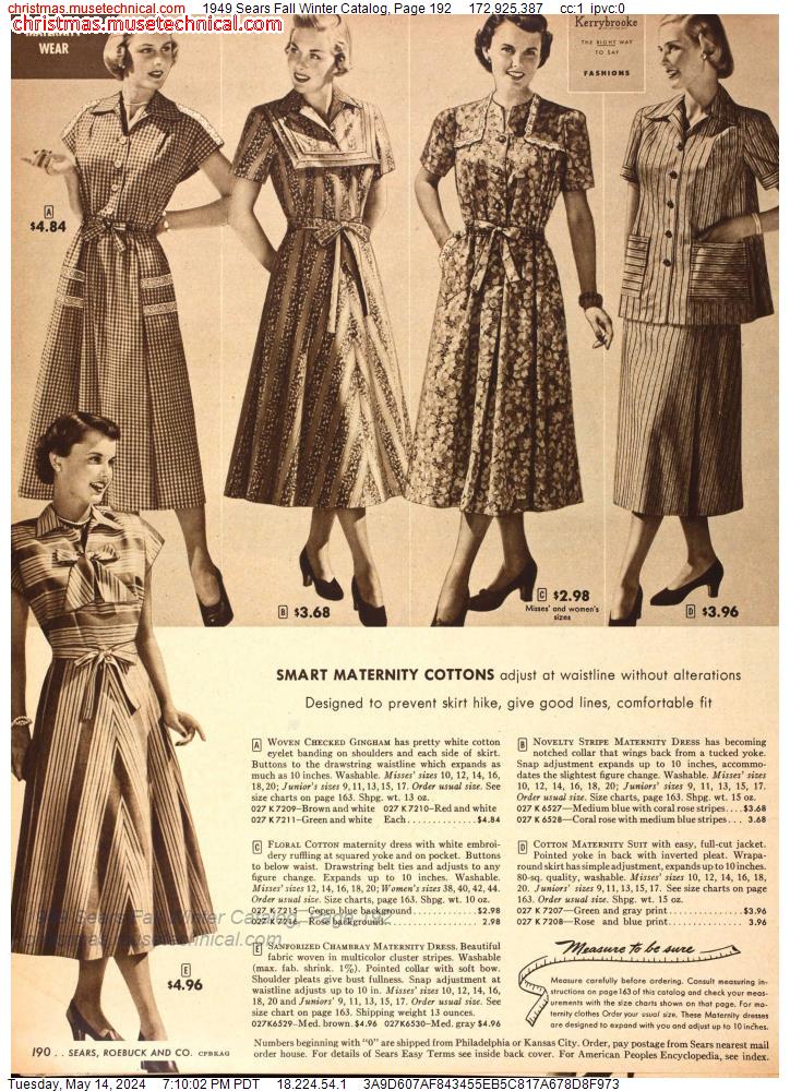 1949 Sears Fall Winter Catalog, Page 192