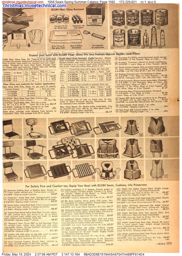 1958 Sears Spring Summer Catalog, Page 1082
