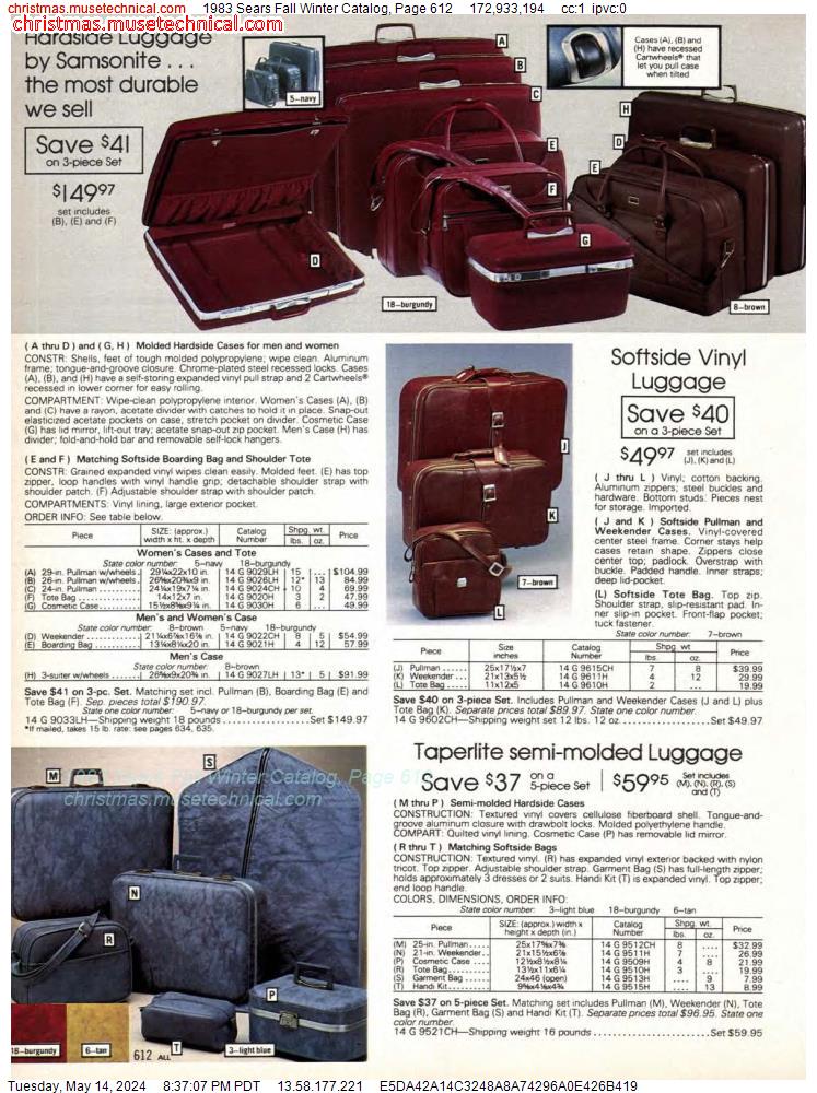 1983 Sears Fall Winter Catalog, Page 612