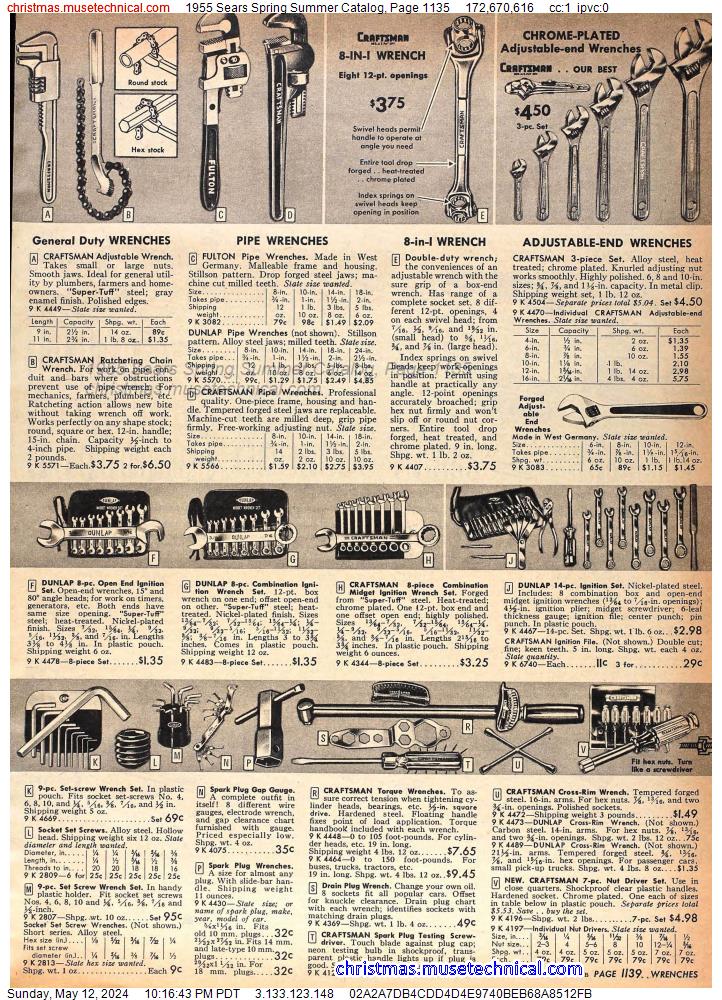 1955 Sears Spring Summer Catalog, Page 1135