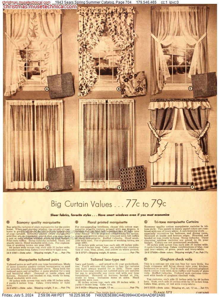 1943 Sears Spring Summer Catalog, Page 704