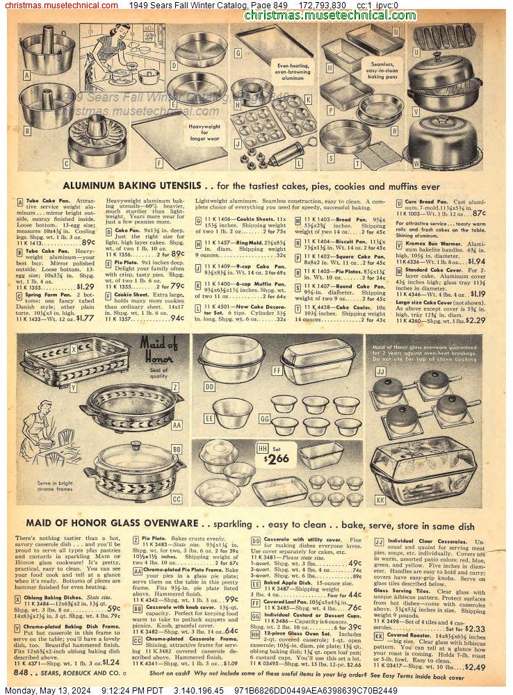 1949 Sears Fall Winter Catalog, Page 849