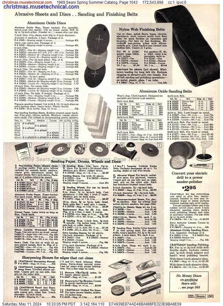1969 Sears Spring Summer Catalog, Page 1043