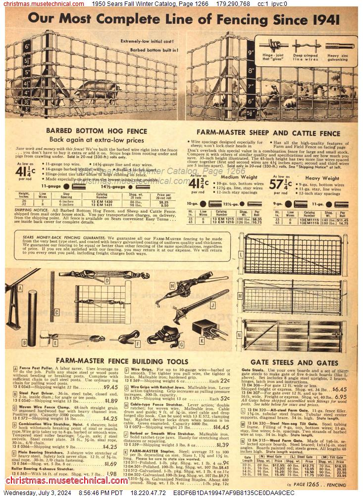 1950 Sears Fall Winter Catalog, Page 1266