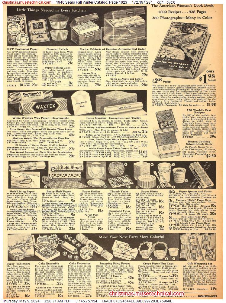 1940 Sears Fall Winter Catalog, Page 1023