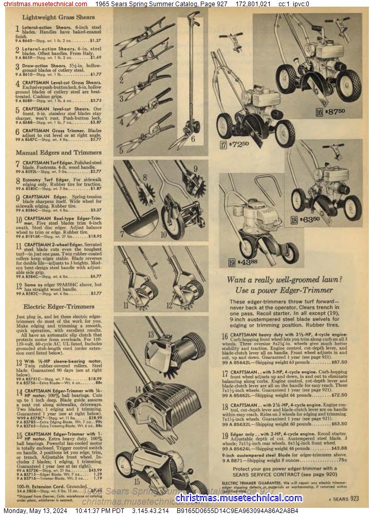 1965 Sears Spring Summer Catalog, Page 927