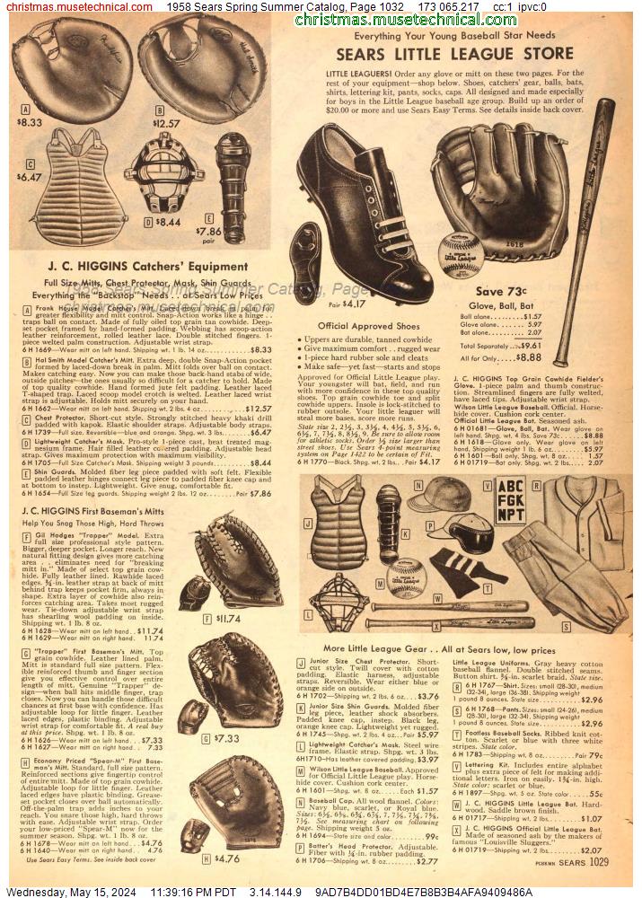 1958 Sears Spring Summer Catalog, Page 1032