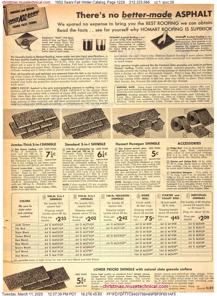 1952 Sears Fall Winter Catalog, Page 1228