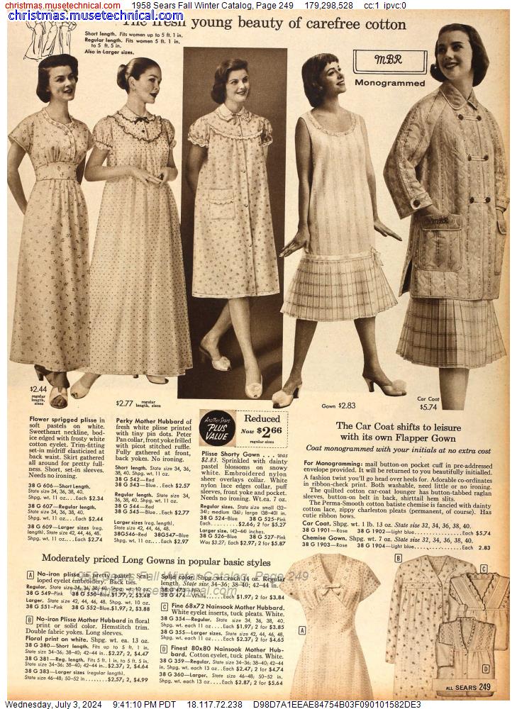 1958 Sears Fall Winter Catalog, Page 249