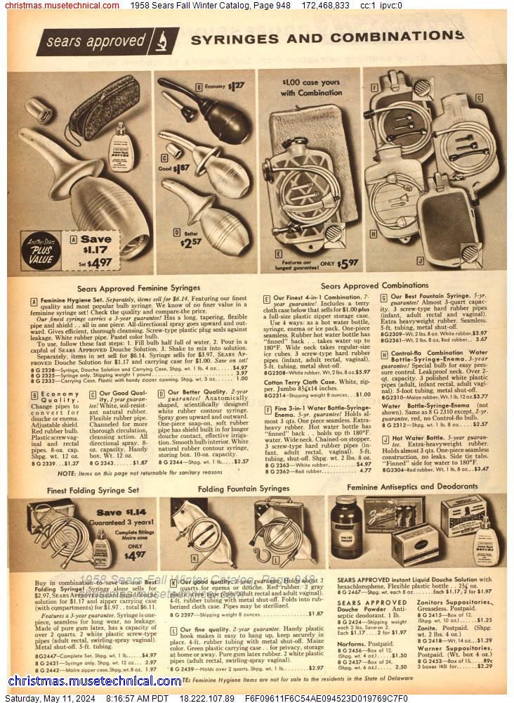 1958 Sears Fall Winter Catalog, Page 948