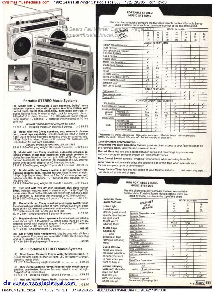 1982 Sears Fall Winter Catalog, Page 883