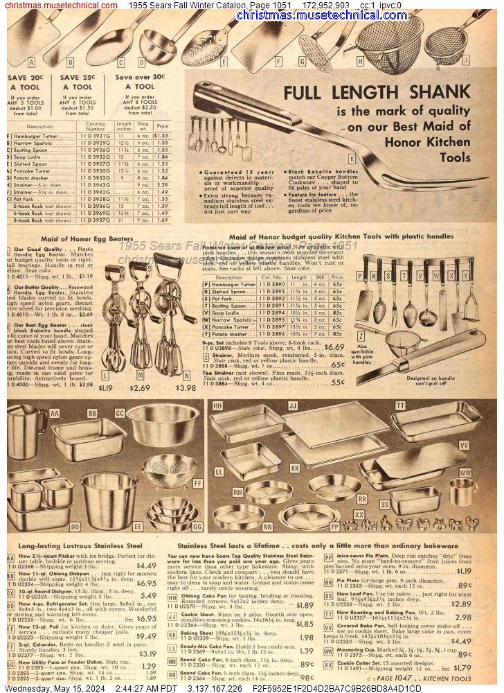 1955 Sears Fall Winter Catalog, Page 1051