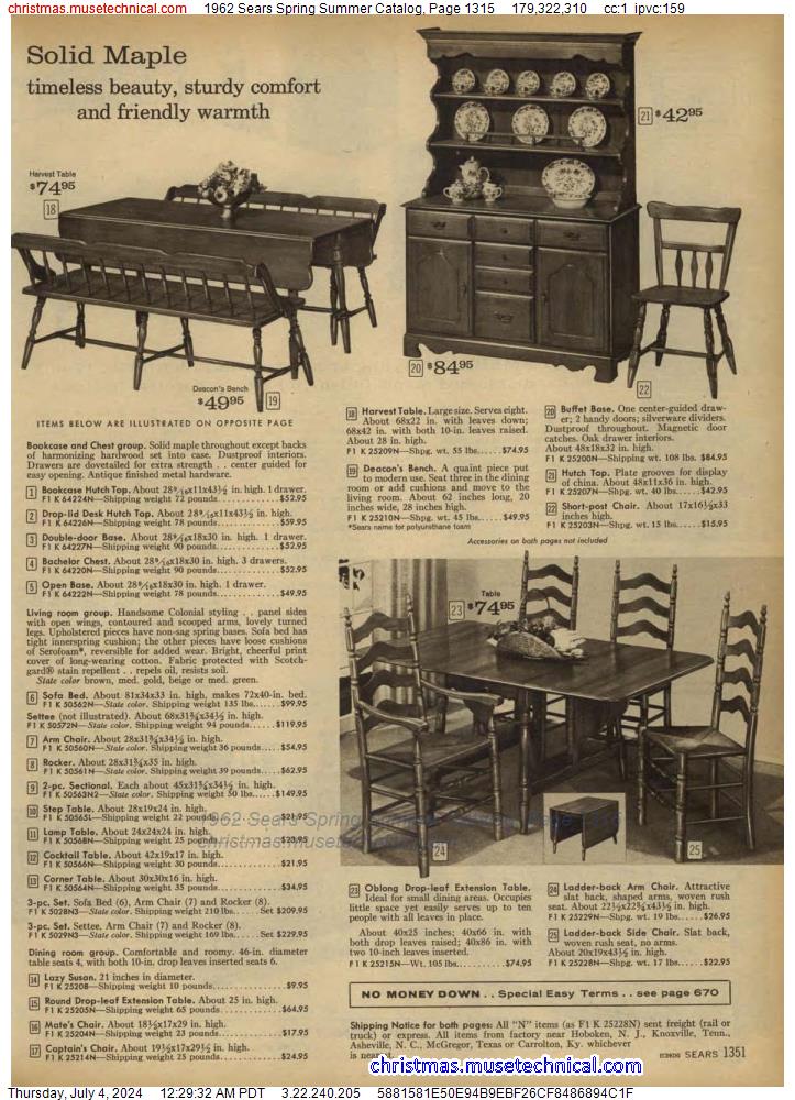 1962 Sears Spring Summer Catalog, Page 1315