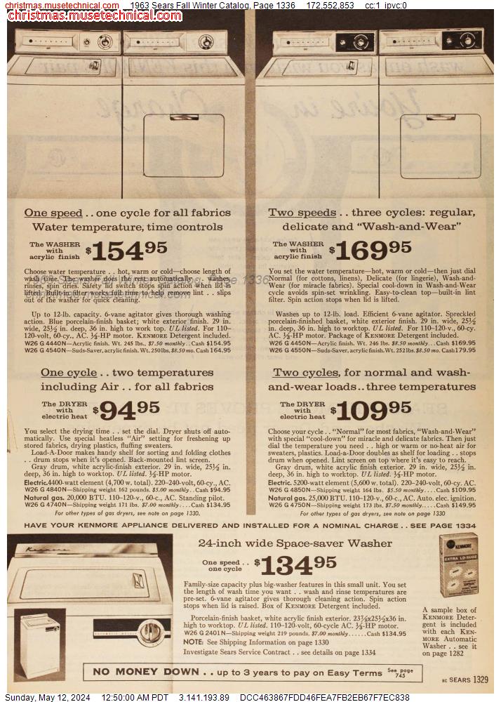 1963 Sears Fall Winter Catalog, Page 1336