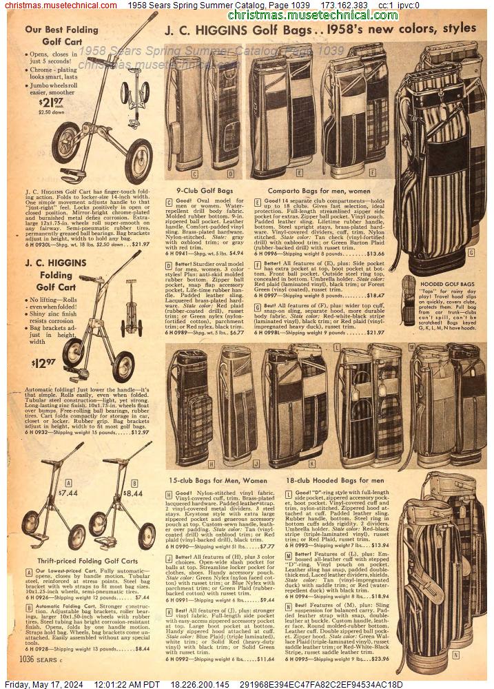 1958 Sears Spring Summer Catalog, Page 1039