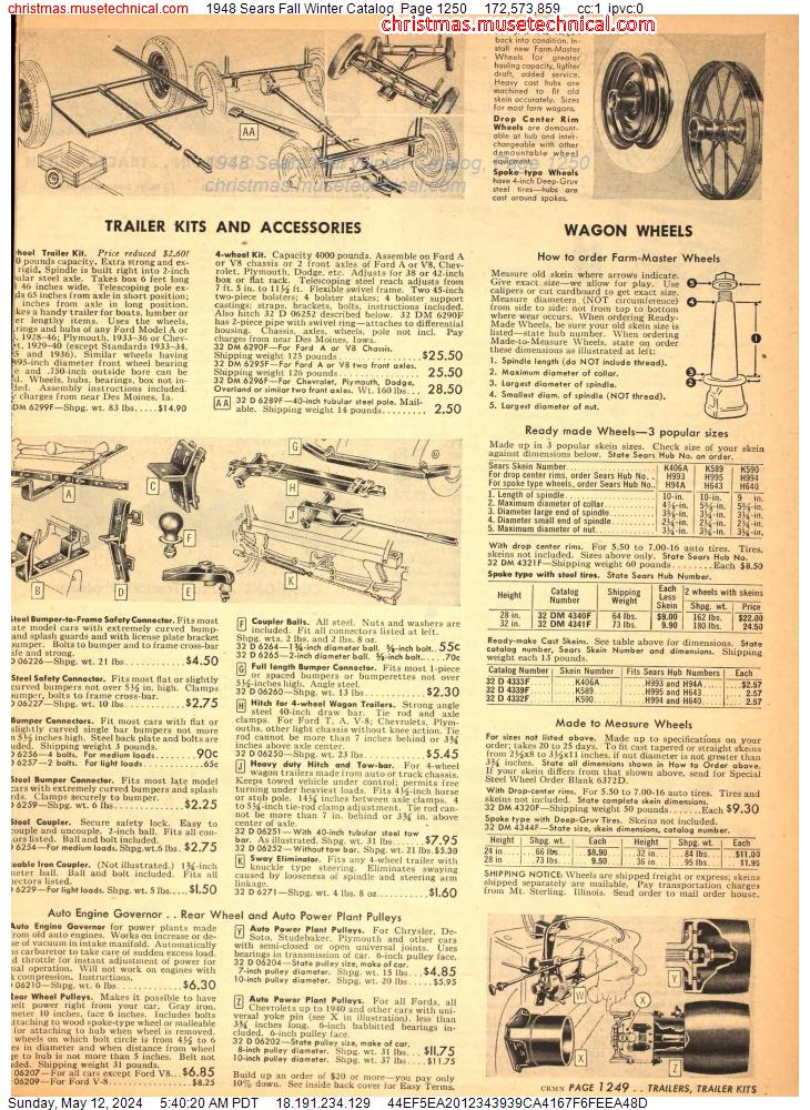 1948 Sears Fall Winter Catalog, Page 1250