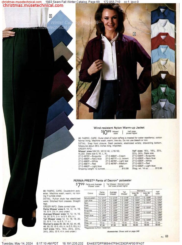 1983 Sears Fall Winter Catalog, Page 69