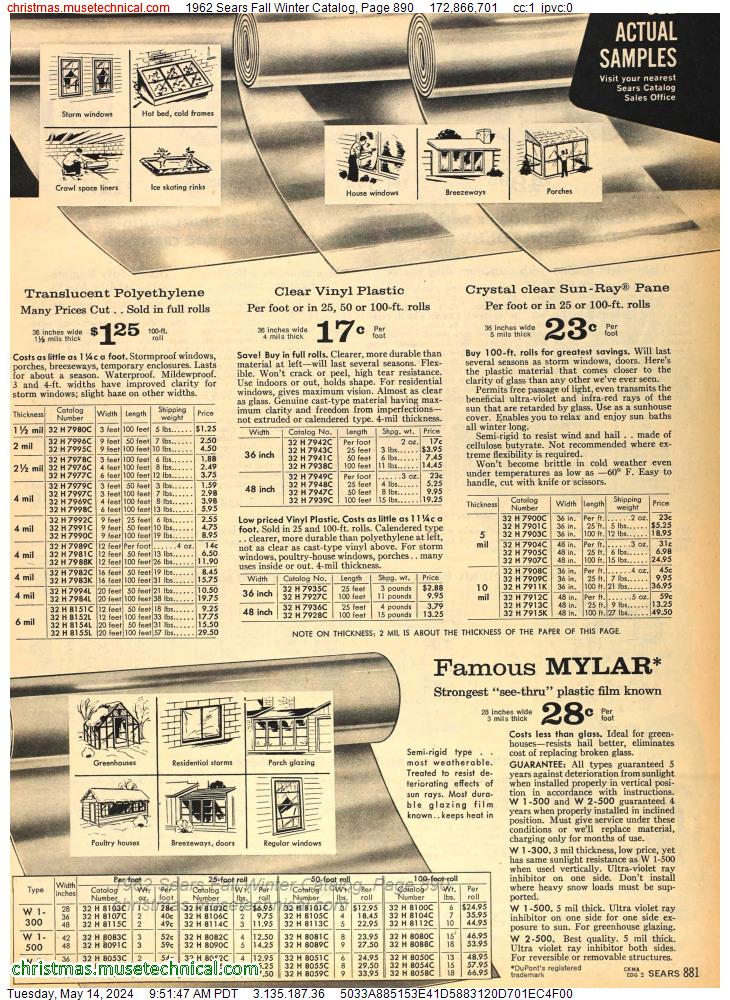 1962 Sears Fall Winter Catalog, Page 890