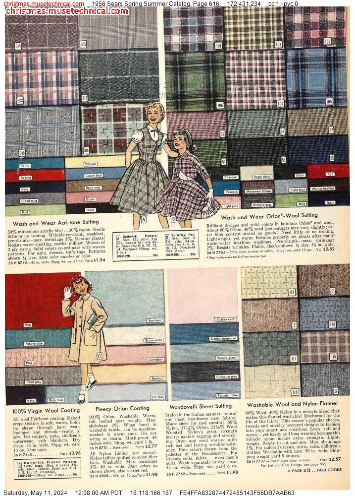 1956 Sears Spring Summer Catalog, Page 616