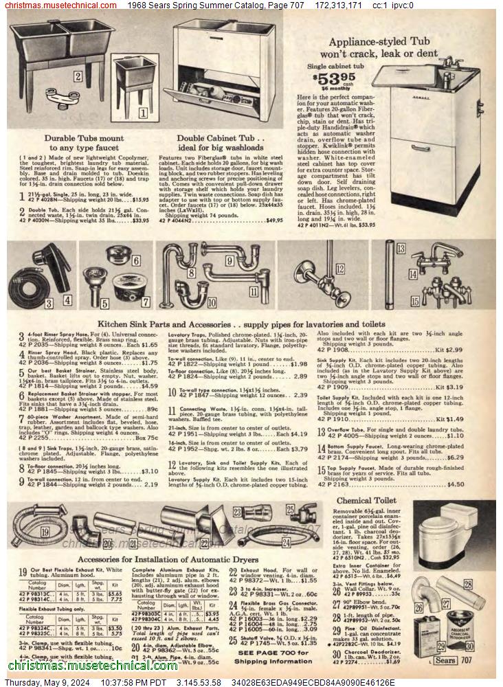 1968 Sears Spring Summer Catalog, Page 707