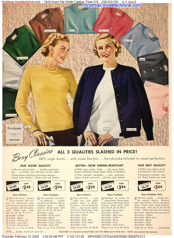 1949 Sears Fall Winter Catalog, Page 278